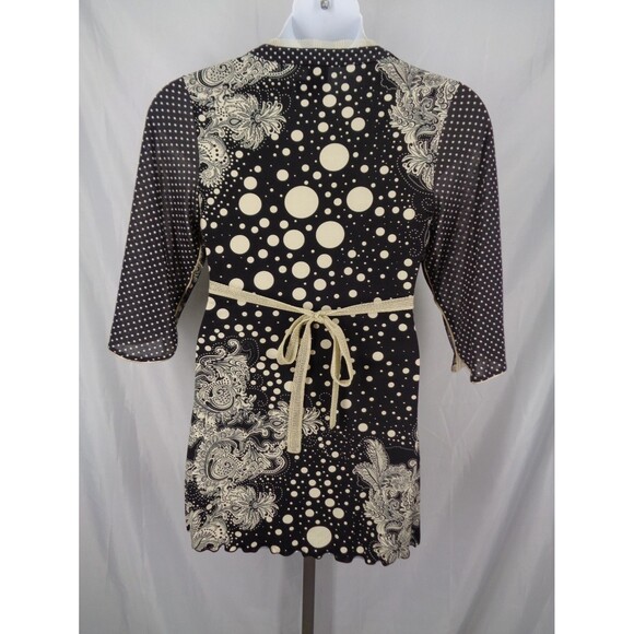 Anac Designed by Kimi Dot V-Neck Top Size Large Mesh Tie Waist Flare Sleeve Y2K - Picture 2 of 16